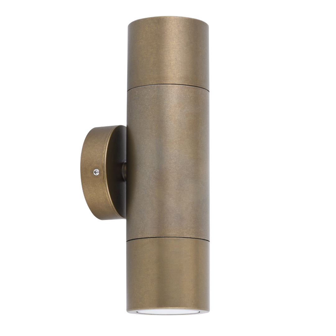 GU10 Exterior Wall Pillar Spot Lights (Aged Brass) IP65