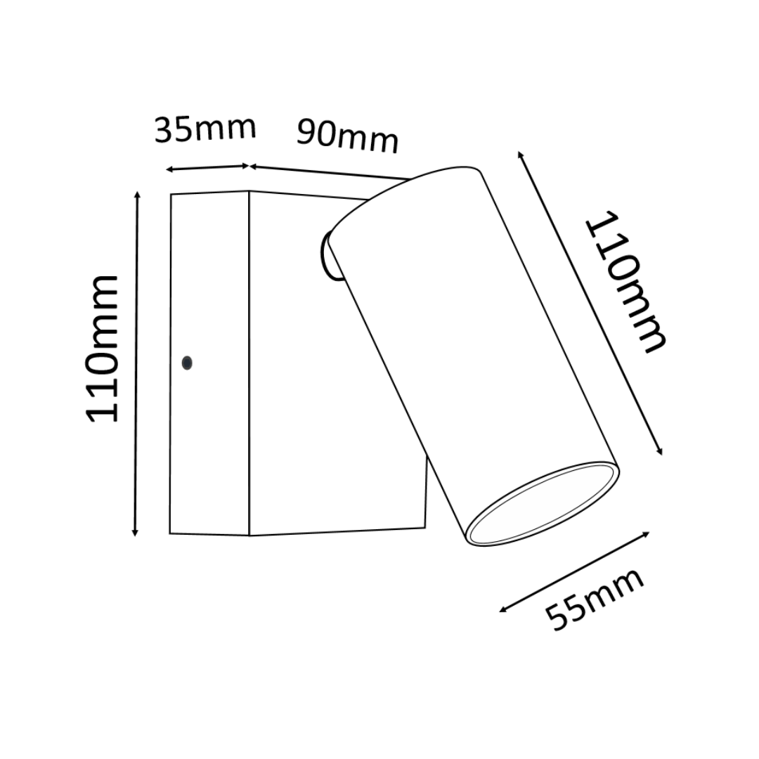 SEC: Surface Mounted LED Tri-CCT Single Adjustable Wall/Pillar Light (Titanium) IP65