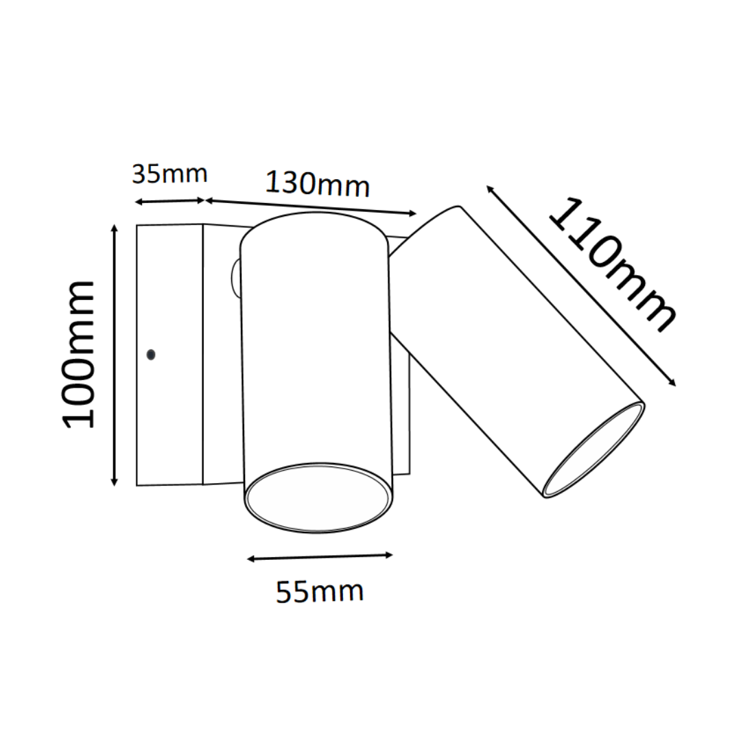 SEC: Surface Mounted LED Tri-CCT Double Adjustable Wall/Pillar Light (Matte Black) IP65
