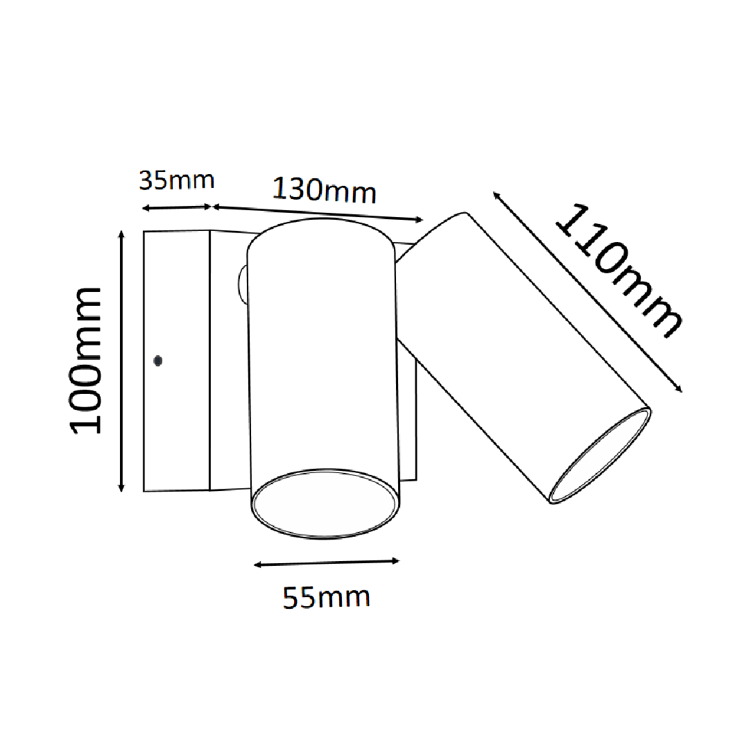 SEC: Surface Mounted LED Tri-CCT Double Adjustable Wall/Pillar Light (Titanium) IP65