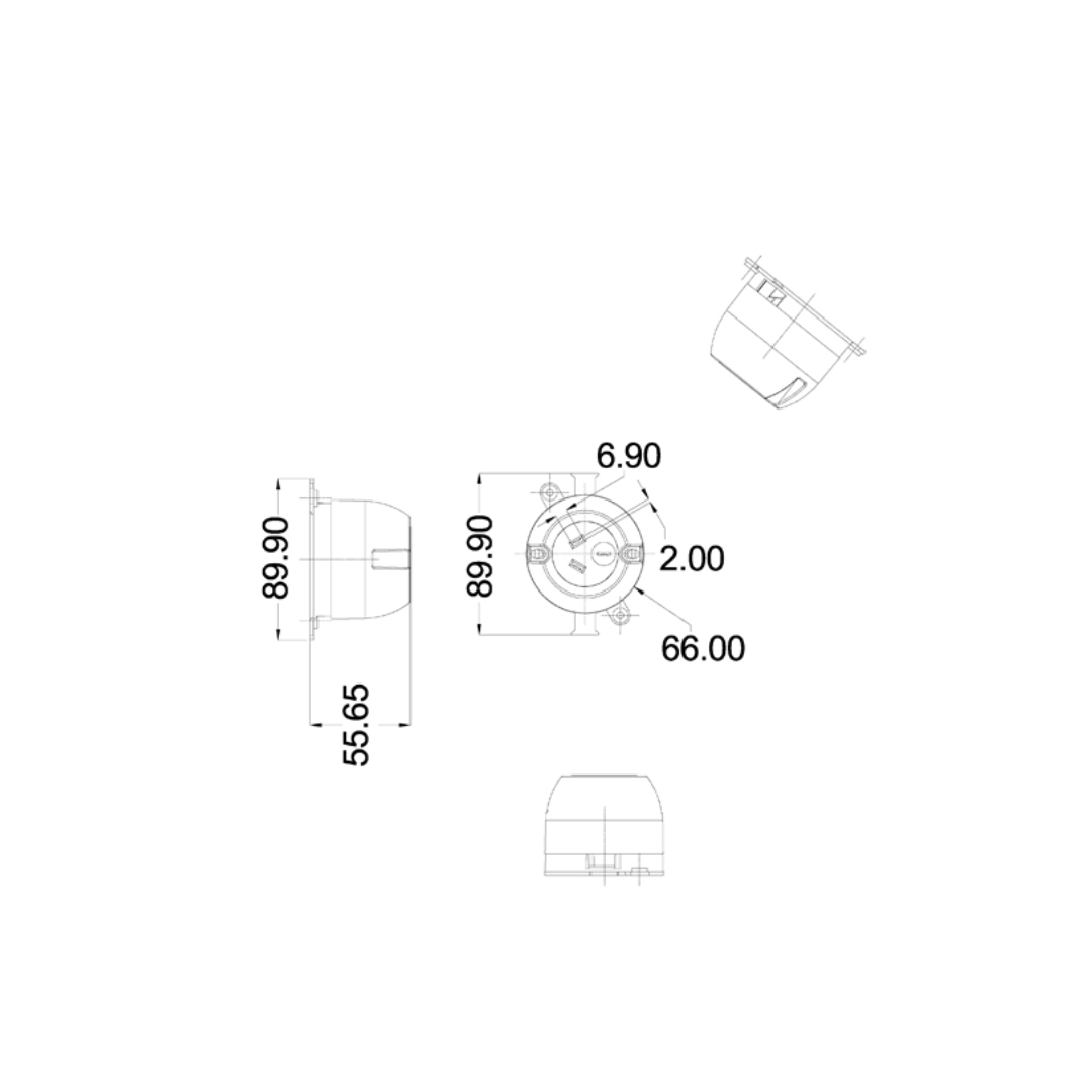 3-Pin Rear Connecting Single Surface Socket (10pcs Pack)