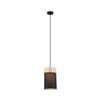 TAMBURA: Scandinavian Small Round Cloth Shade with Wood Veneer Trim Pendant Lights