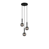 TRATTINO: Interior Bronze Amber / Smokey Black Spherical Glass Multiple Round Base Pendant Lights