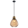 TULIP: Interior Bronze Amber / Smokey Black Wine Glass Ribbed Pendant Lights