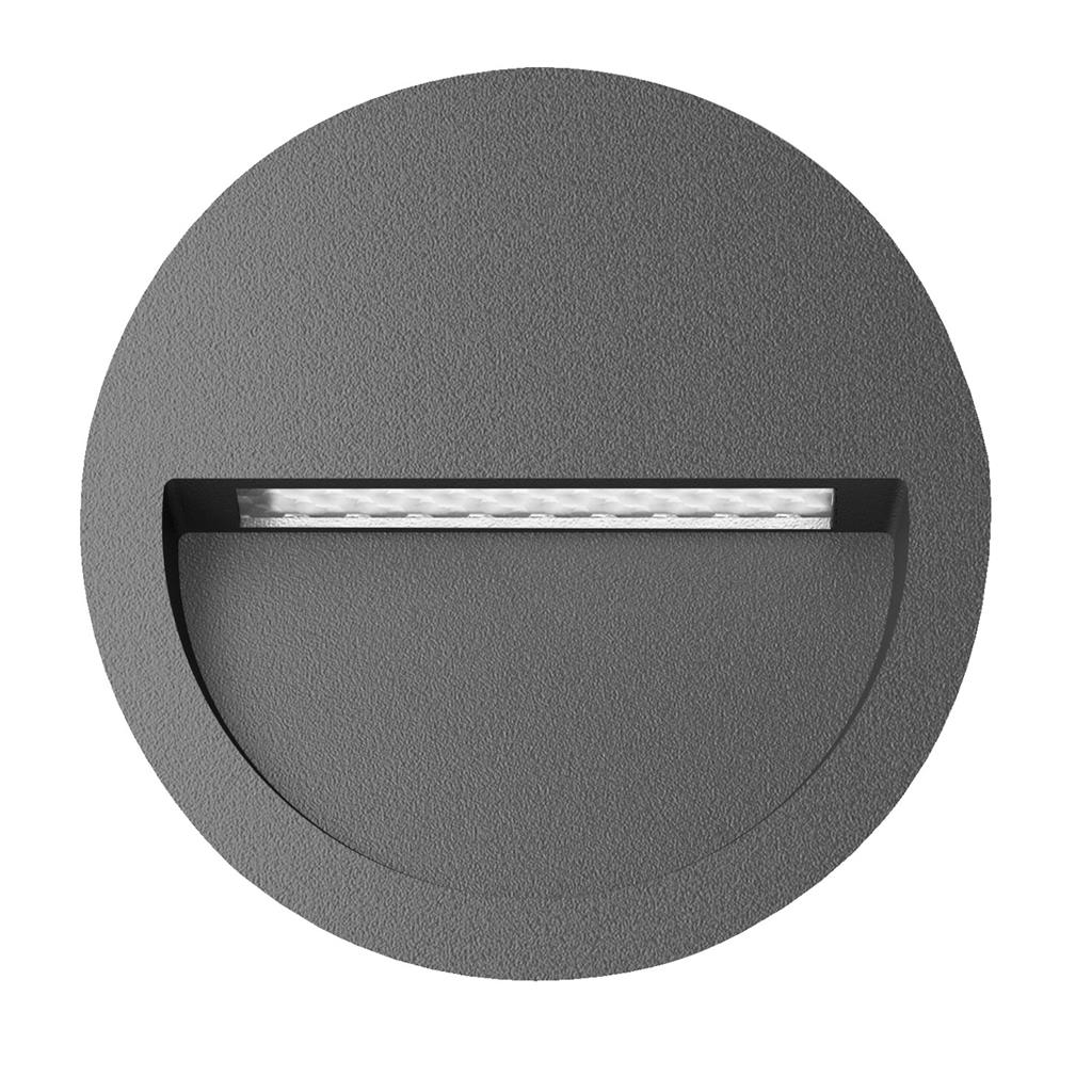 ZAC-4-4W Round Recessed LED Wall Light IP65 240V - Dark Grey