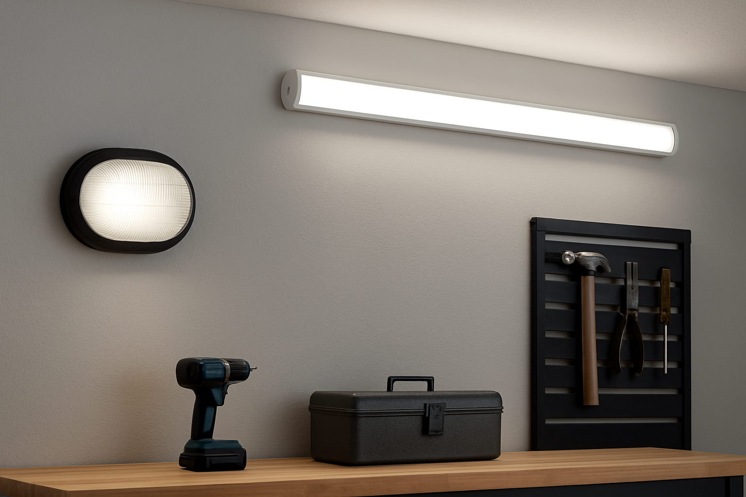 Bulkhead and Batten Light Options for Garages & Workshops