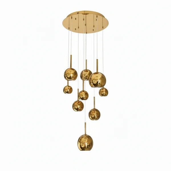 WINKA 9 Light Modern Glass Pendant (Gold)