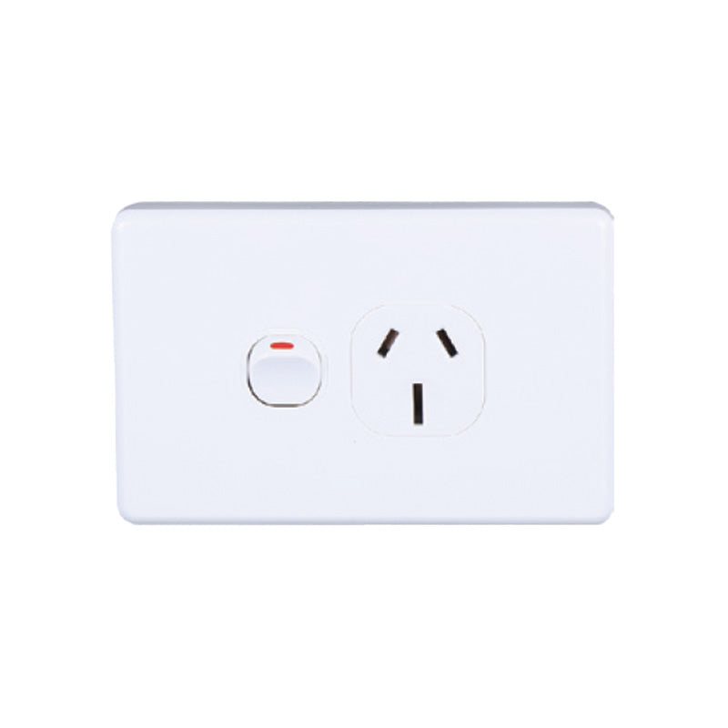 AVOL Power Point 1 Gang Double Pole | 250VAC 15A | White | Horizontal