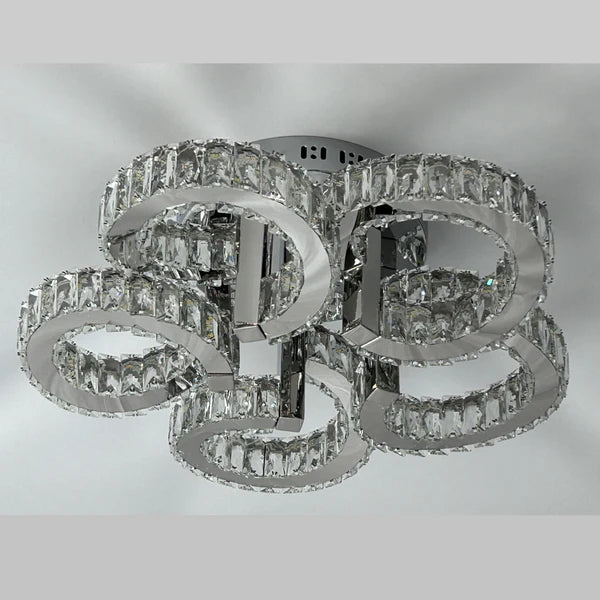 CIAO 5 Ring Crystal Light CTC Tri-Colour LED 550mm (Chrome)