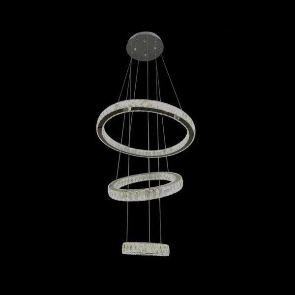 AARON 3 Ring Crystal Chandelier Tri-Colour LED (Chrome)