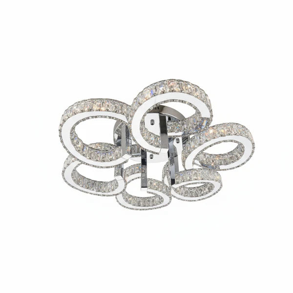 CIAO 6 Ring Crystal Light CTC Tri-Colour LED 700mm (Chrome)