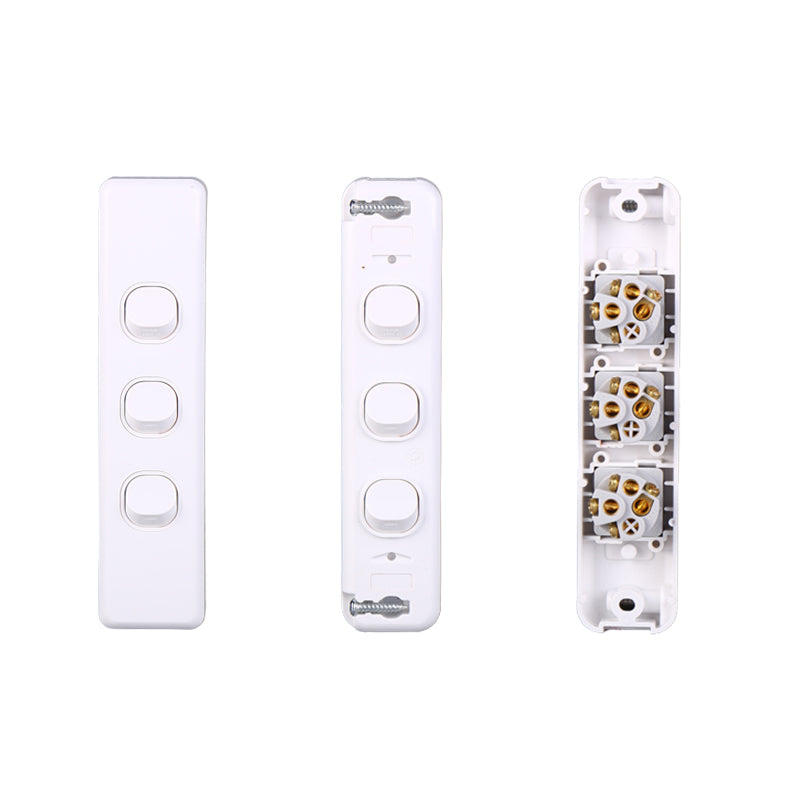 AVOL Architrave 3 Gang Light Switch | White