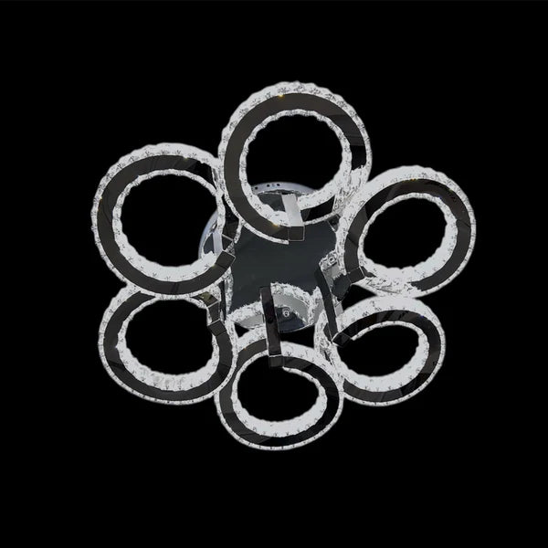 CIAO 6 Ring Crystal Light CTC Tri-Colour LED 700mm (Chrome)