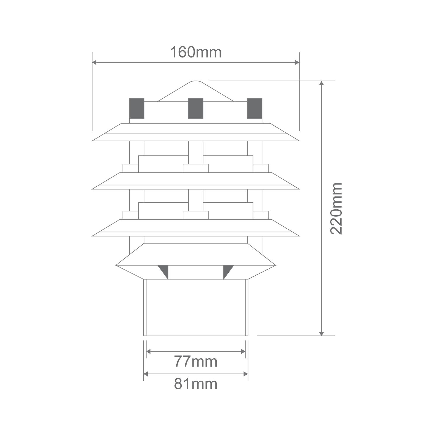 BL-100 3-TIER BOLLARD HEAD E27