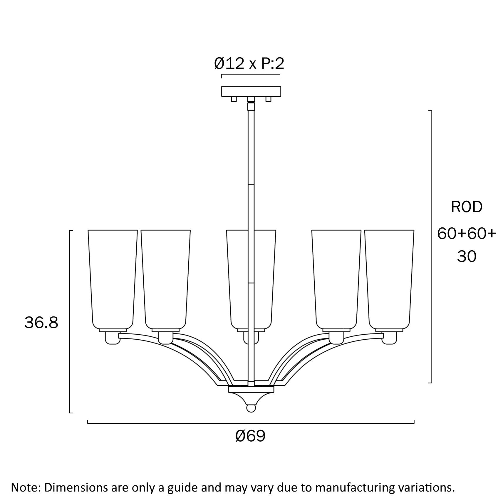 BREVAN 5 LIGHT PENDANT