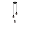 CHAMPAN: Interior Bronze Amber / Smokey Black Glass Ellipse Multiple Round Base Pendant Lights
