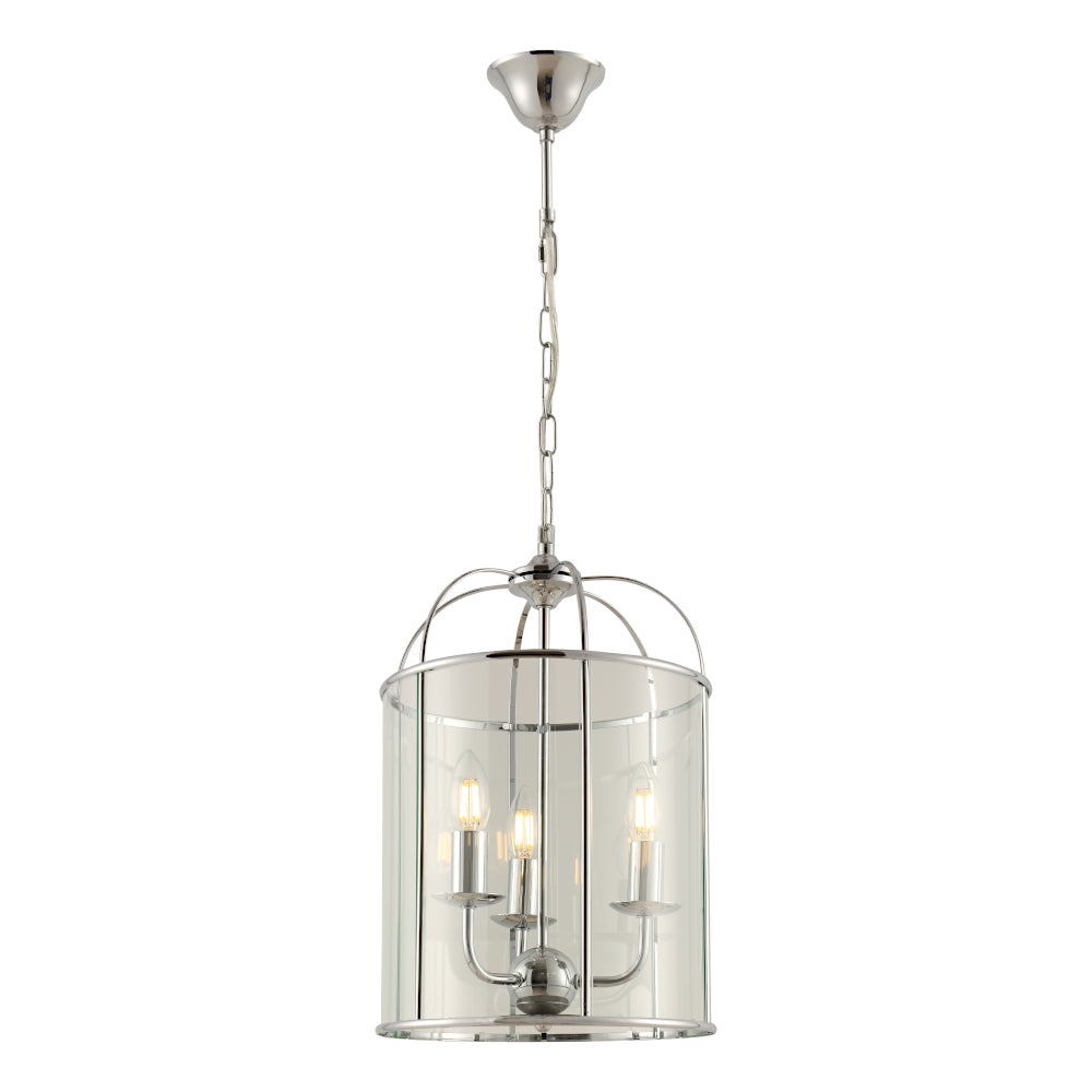 CLOVELLY 3LT PENDANT CHROME