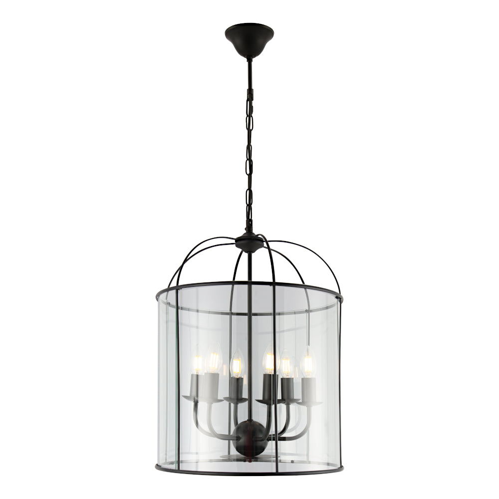 CLOVELLY 6LT PENDANT BLACK