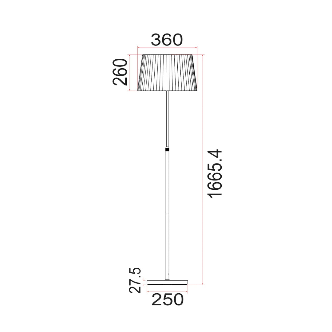 CRECER: Interior Slanted Pleated Shade Height Adjustable Floor Lamps