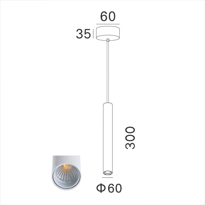 UVIVA-S-SB/BLK/WH-3CCT-DIM VIVA tubular LED pendant light 300mm