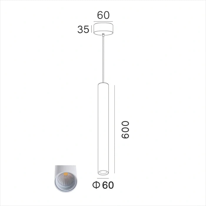 UVIVA-L-SB/BLK/WH-3CCT-DIM VIVA tubular LED pendant light 600mm