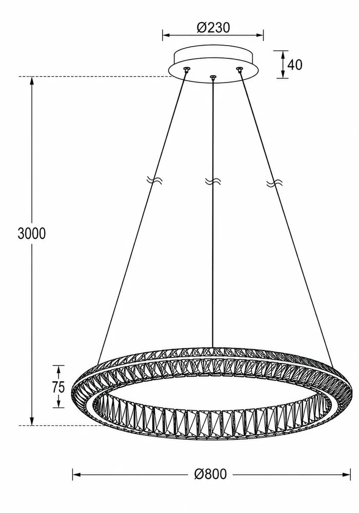 UP-PRISM8-SB-3K-DIM PRISM 800MM CRYSTAL PENDANT
