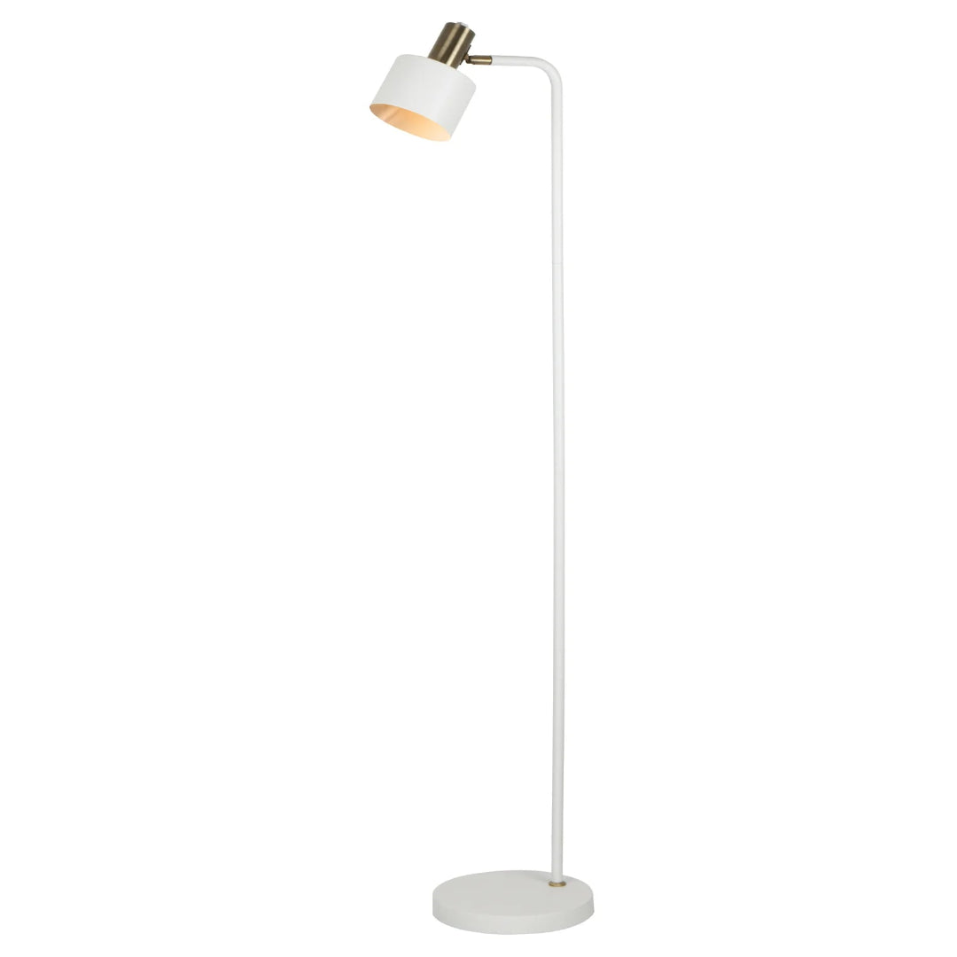 FLOTAR: Interior Cylinder Iron Shade with Antique Brass Highlight Floor Lamps