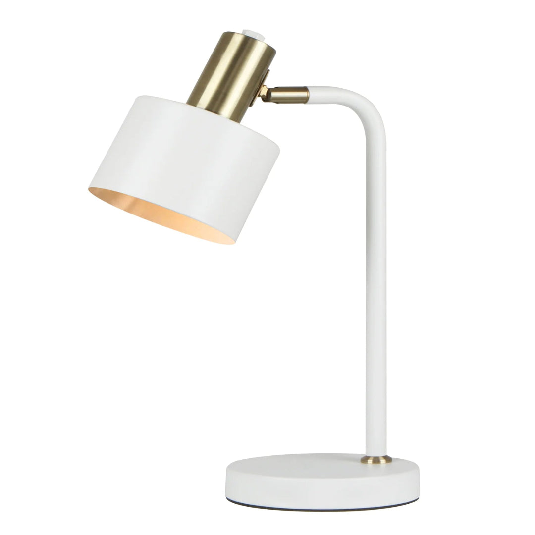 FLOTAR: Interior Cylinder Iron Shade with Antique Brass Highlight Table Lamps