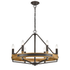 FUNALE: Interior Candelabra Natural Wood / Oak Wood 6-Light Pendant Lights