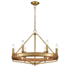 FUNALE: Interior Candelabra Natural Wood / Oak Wood 6-Light Pendant Lights