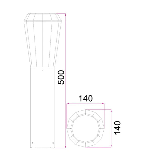 GEB: LED Surface Mounted Tapered Bollard Lights IP54