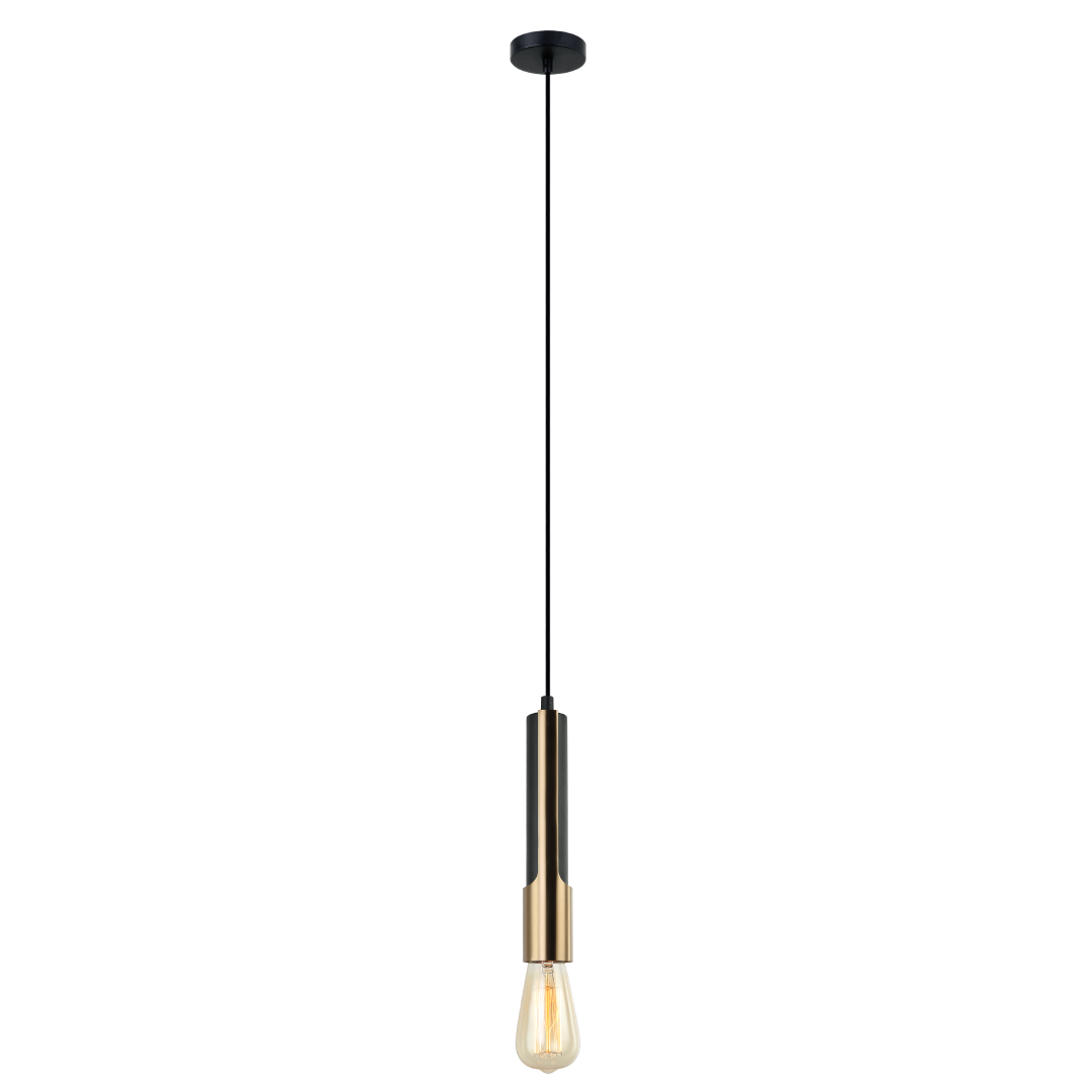 GOLDA: Interior Tube with Brass Highlight Pendant Lights