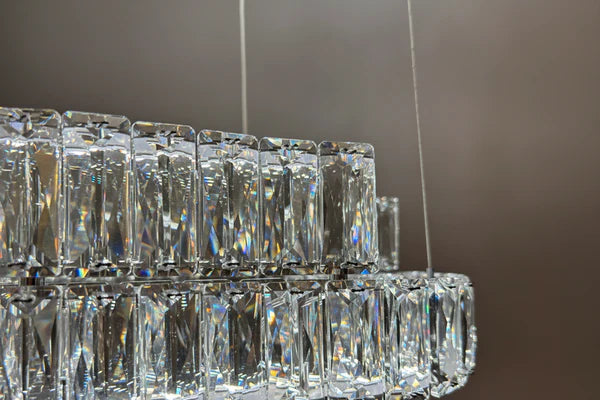 JENGA 2 Tier Crystal Pendant Tri-Colour LED (Chrome)