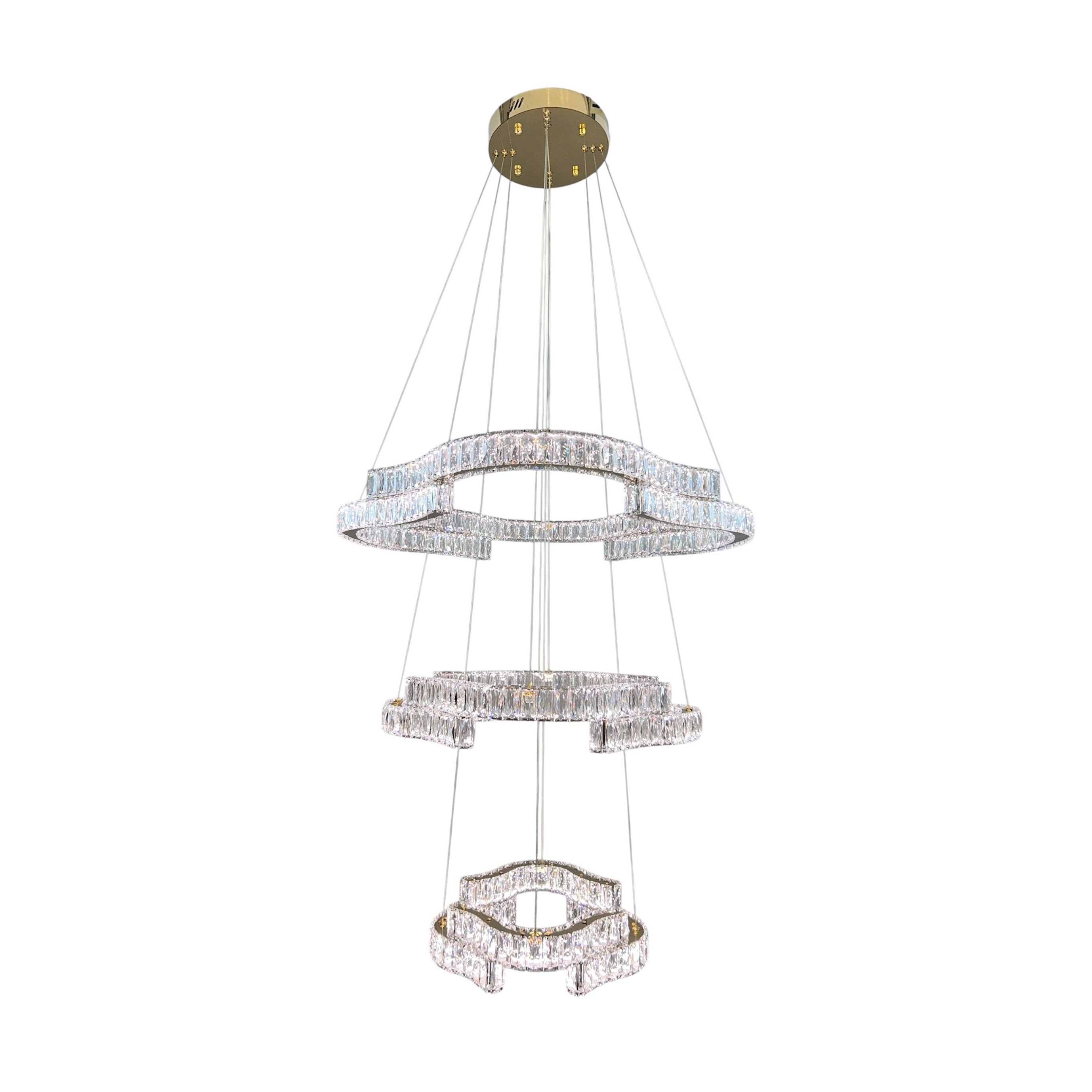 JENGA 3 Tier Crystal Pendant Tri-Colour LED (Gold)