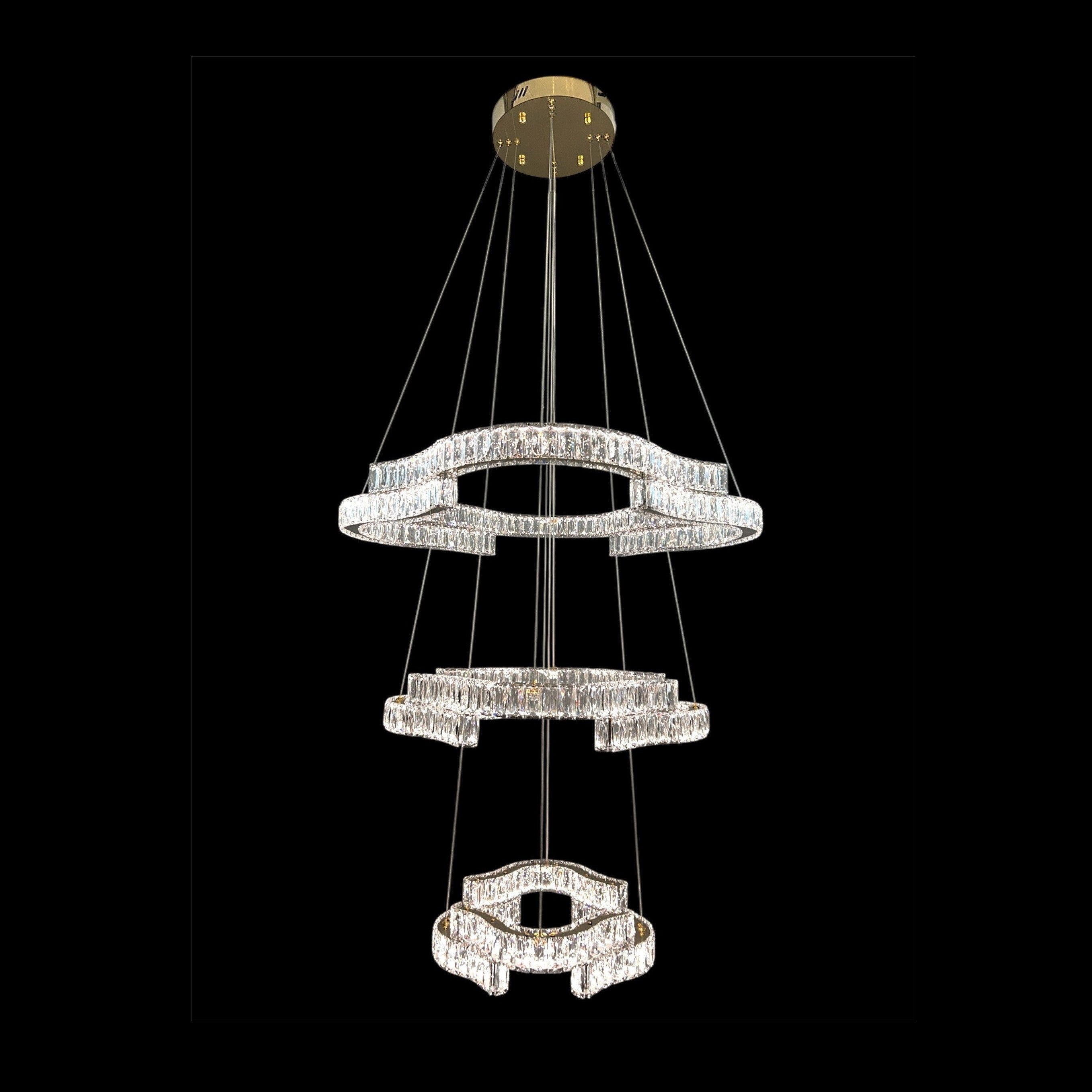 JENGA 3 Tier Crystal Pendant Tri-Colour LED (Gold)