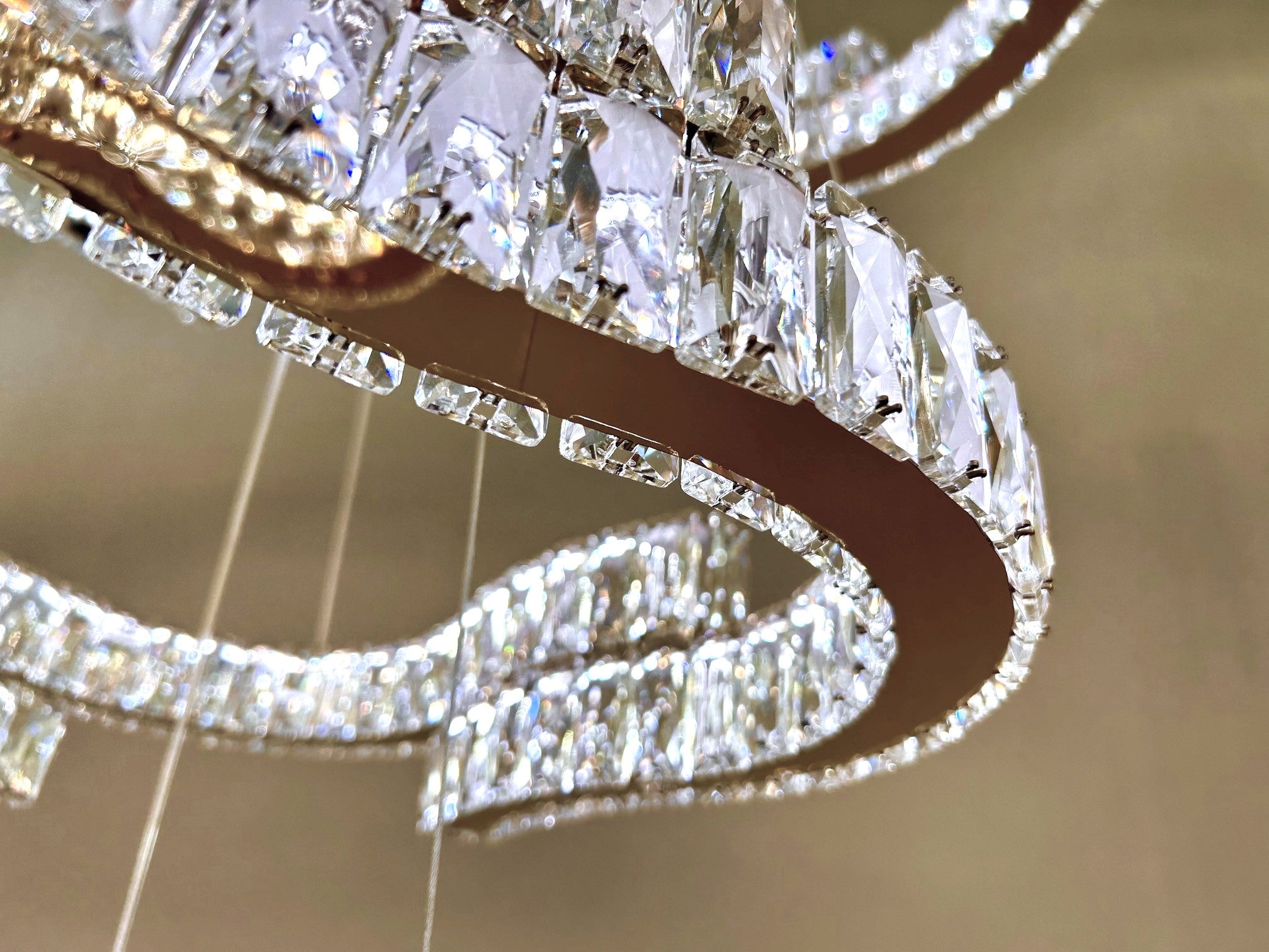 JENGA 3 Tier Crystal Pendant Tri-Colour LED (Gold)