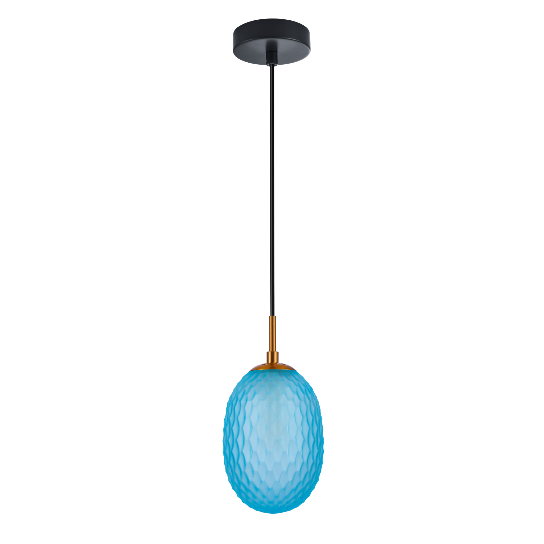 KATHAL: Interior Ellipse Glass Segmented with Brass Highlight Enclosed Pendant Lights