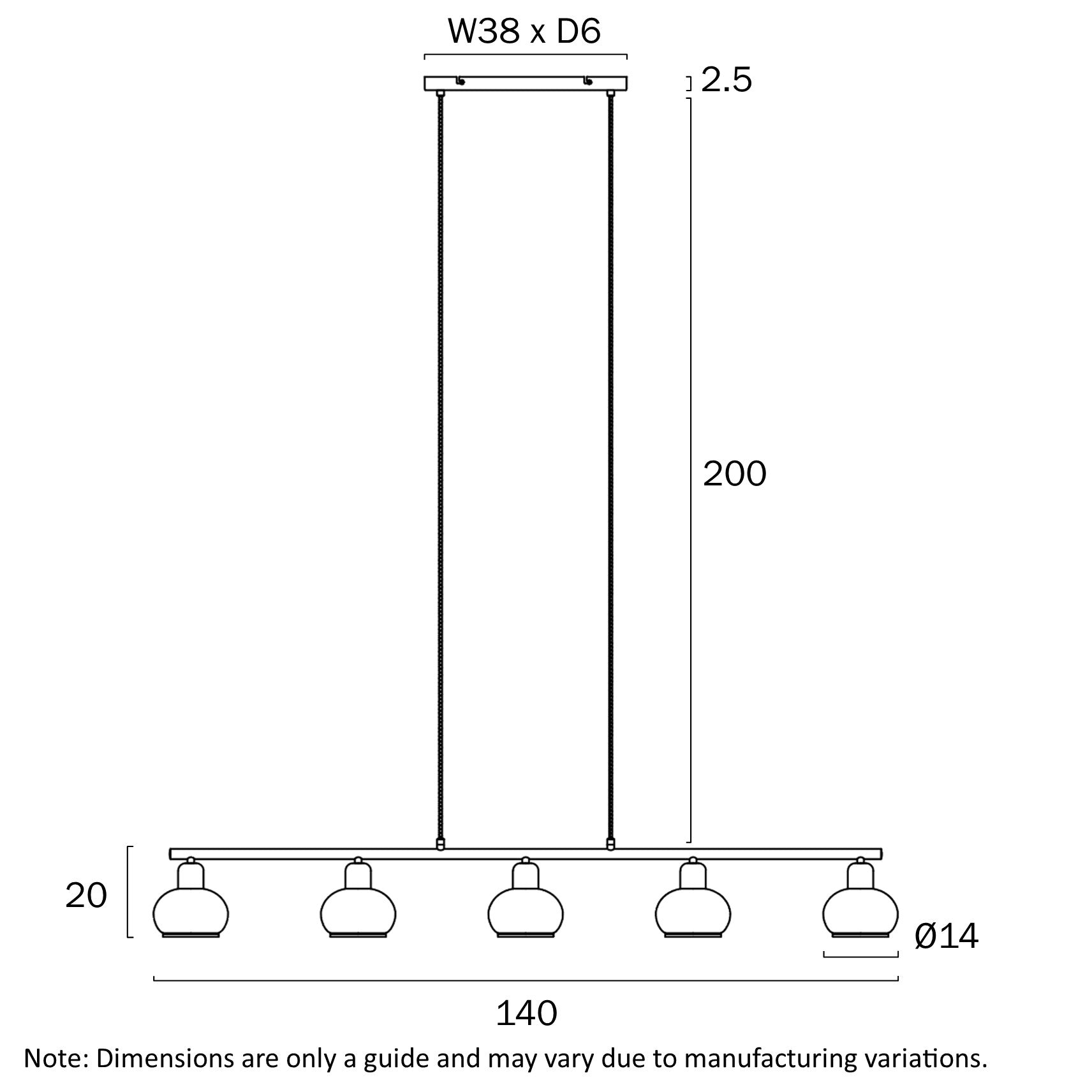 MARBELL 5 LIGHT PENDANT