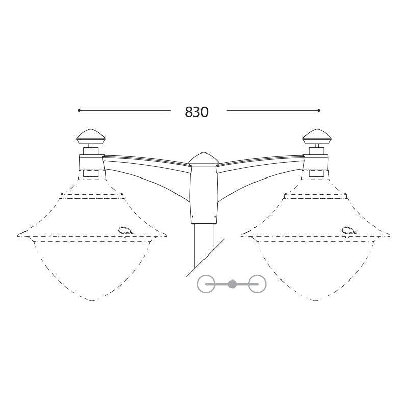 Midipilar Pole Bracket - Double (Grey)