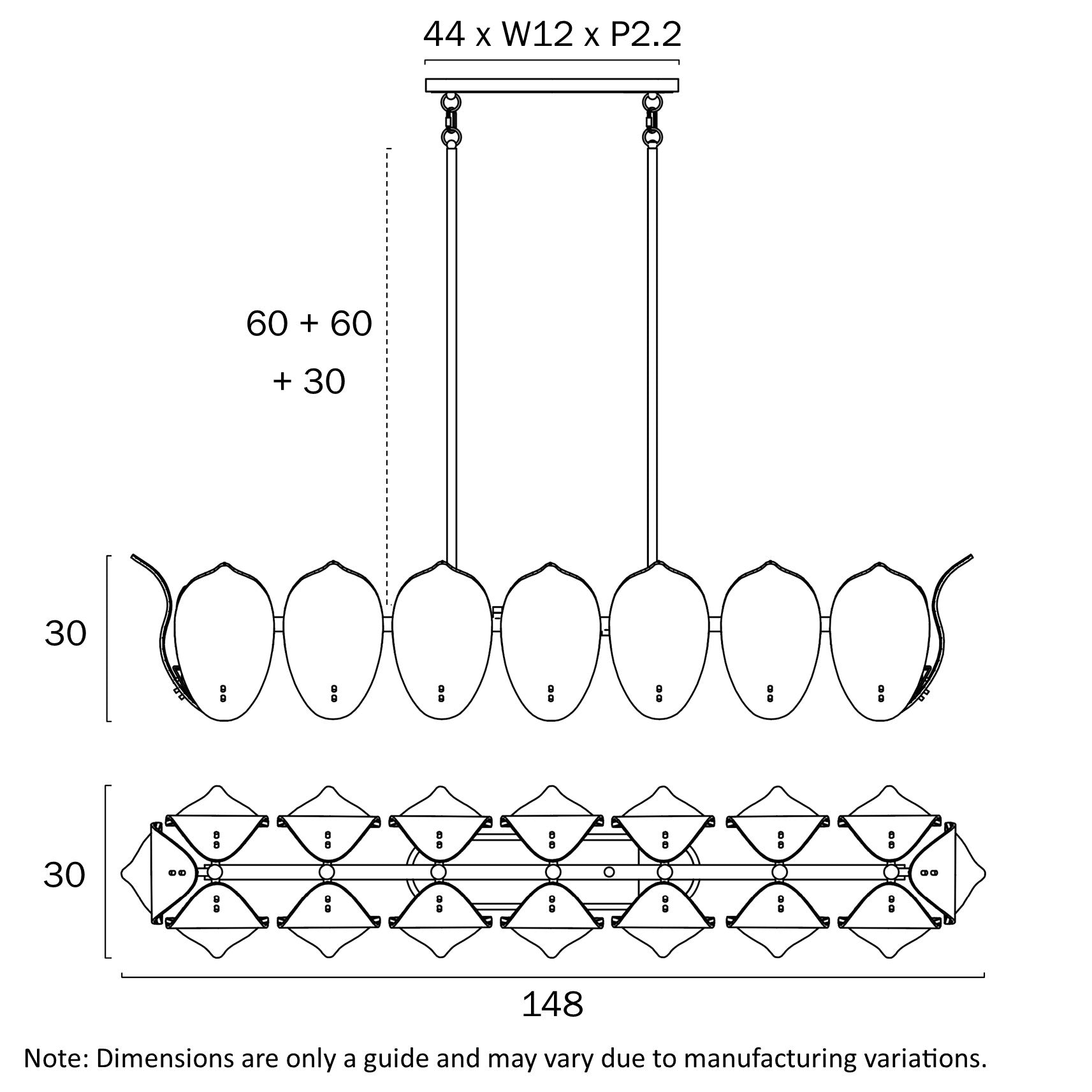 MONTE 16 LIGHT RECTANGLE PENDANT