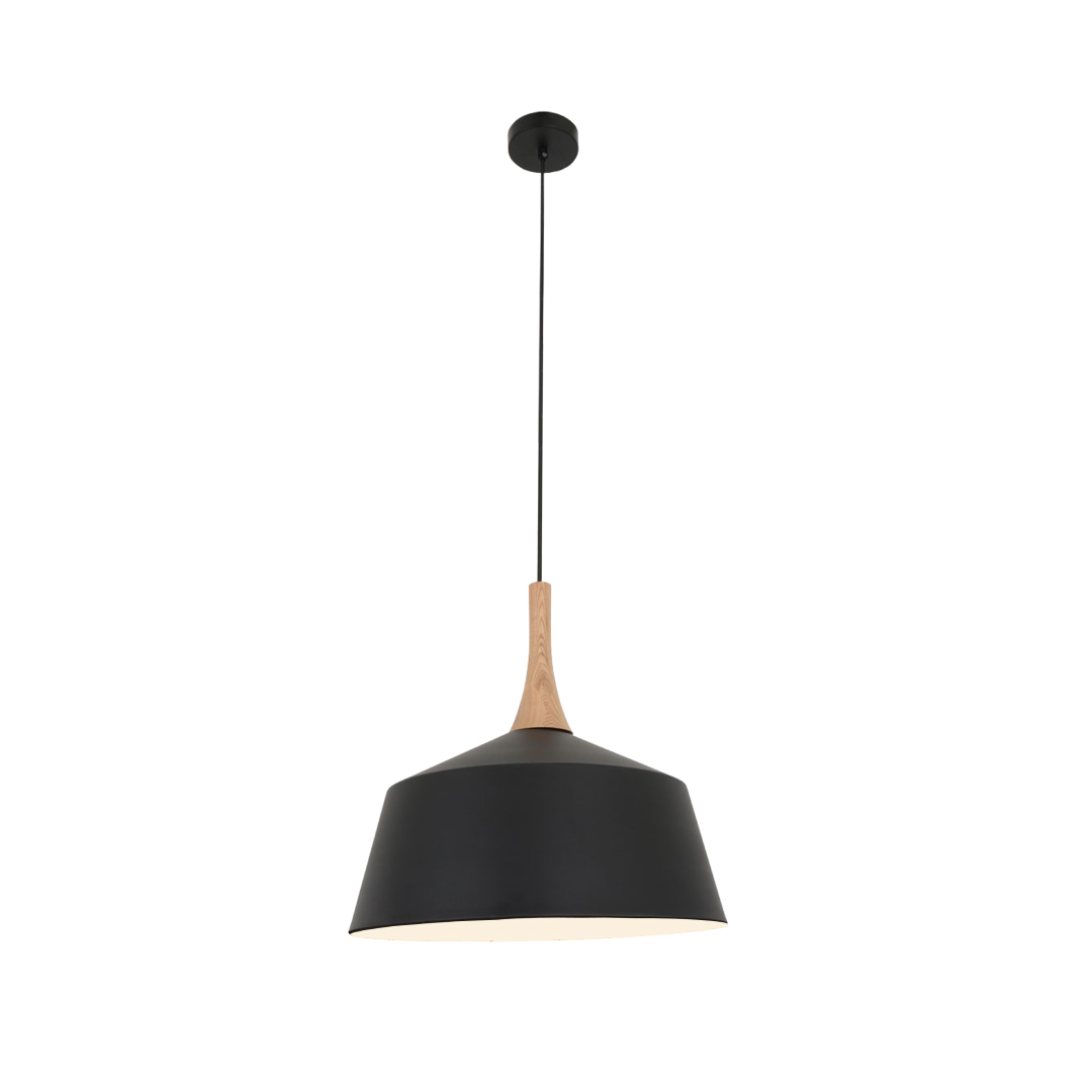 NORDIC: Modern Scandinavian Medium Dome Shape Steel & Wood Pendant Lights