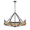 FUNALE: Interior Candelabra Natural Wood / Oak Wood 8-Light Pendant Lights