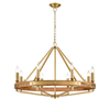 FUNALE: Interior Candelabra Natural Wood / Oak Wood 8-Light Pendant Lights