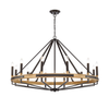 FUNALE: Interior Candelabra Natural Wood / Oak Wood 12-Light Pendant Lights