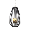 GAMBA: Industrial Black Rustic Narrow Angular Cage Pendant Light