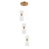 CLESSIDRA: Interior Mirror Finish Smokey Black / Opal Glass Ellipse Multiple Round Base Pendant Lights