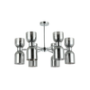 CLESSIDRA: Interior Mirror Finish Smokey Black / Opal Glass Ellipse x12 Round Base Pendant Lights