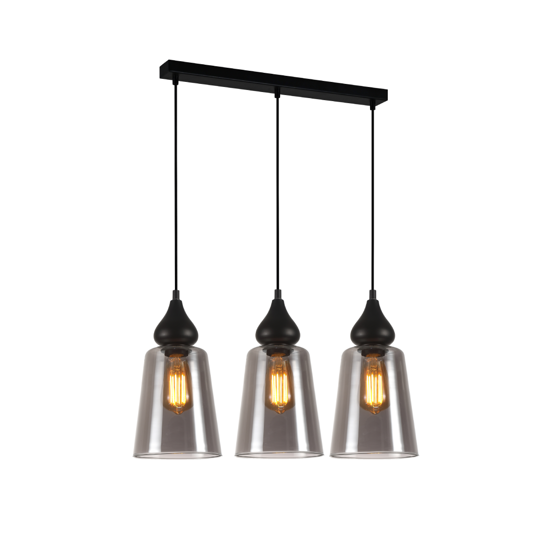 JEREZ: Bronze Amber/ Smokey Black Ellipse Glass Flat Top Pendant Lights