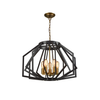 GAMBA: Industrial Black Rustic Wide Angular Cage Pendant Light