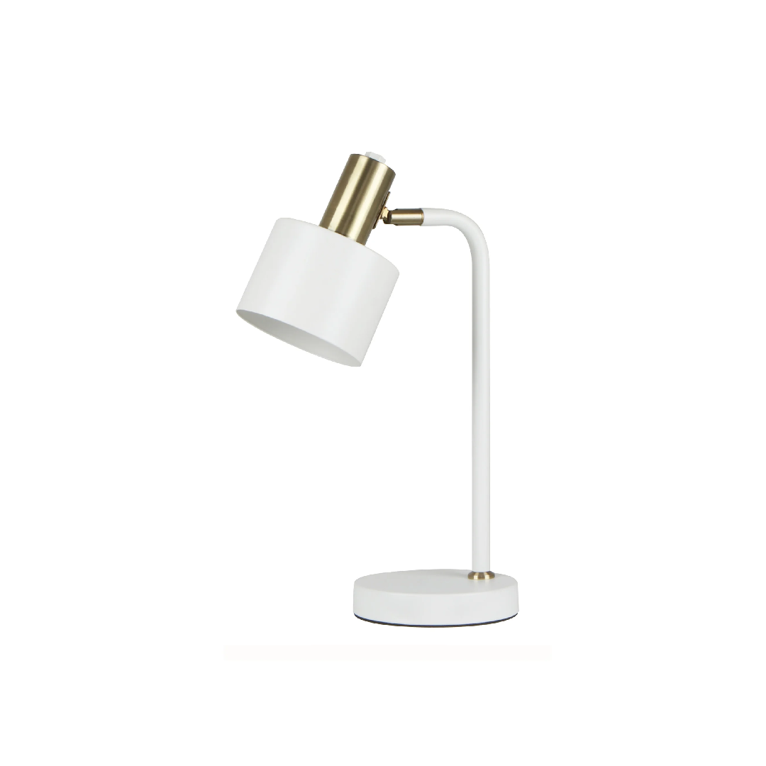 FLOTAR: Interior Cylinder Iron Shade with Antique Brass Highlight Table Lamps